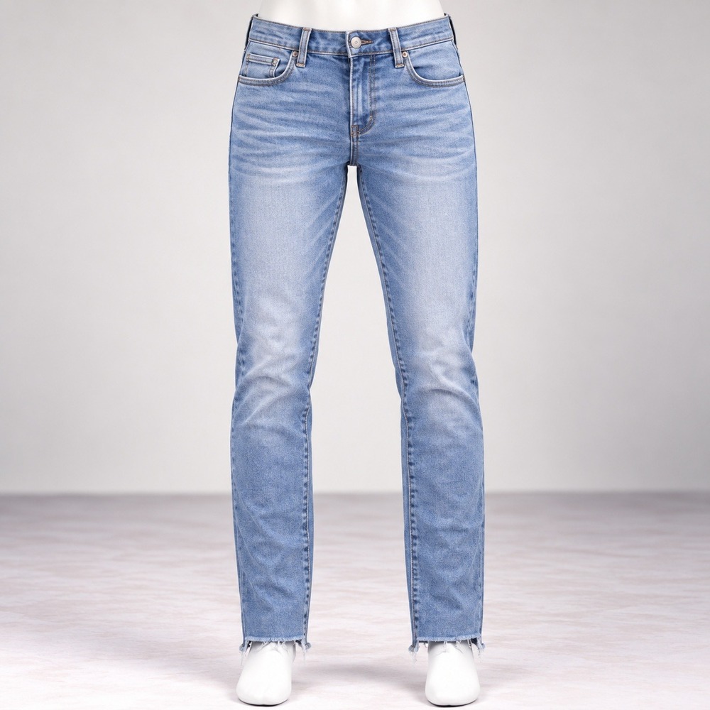 American Eagle Super Stretch Skinny Jeans Womens 2 Blue Raw Hem Denim